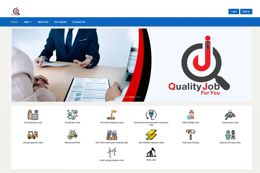 تصميم وبرمجة منصة quality job for you